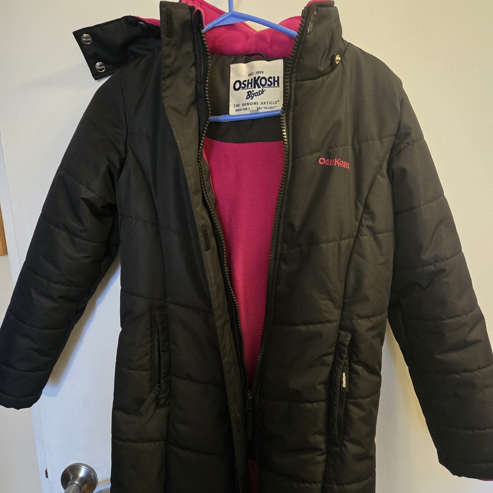 OshKosh B'gosh Kids Black and Pink Hoodie Jacket The Genuine Article Size 10